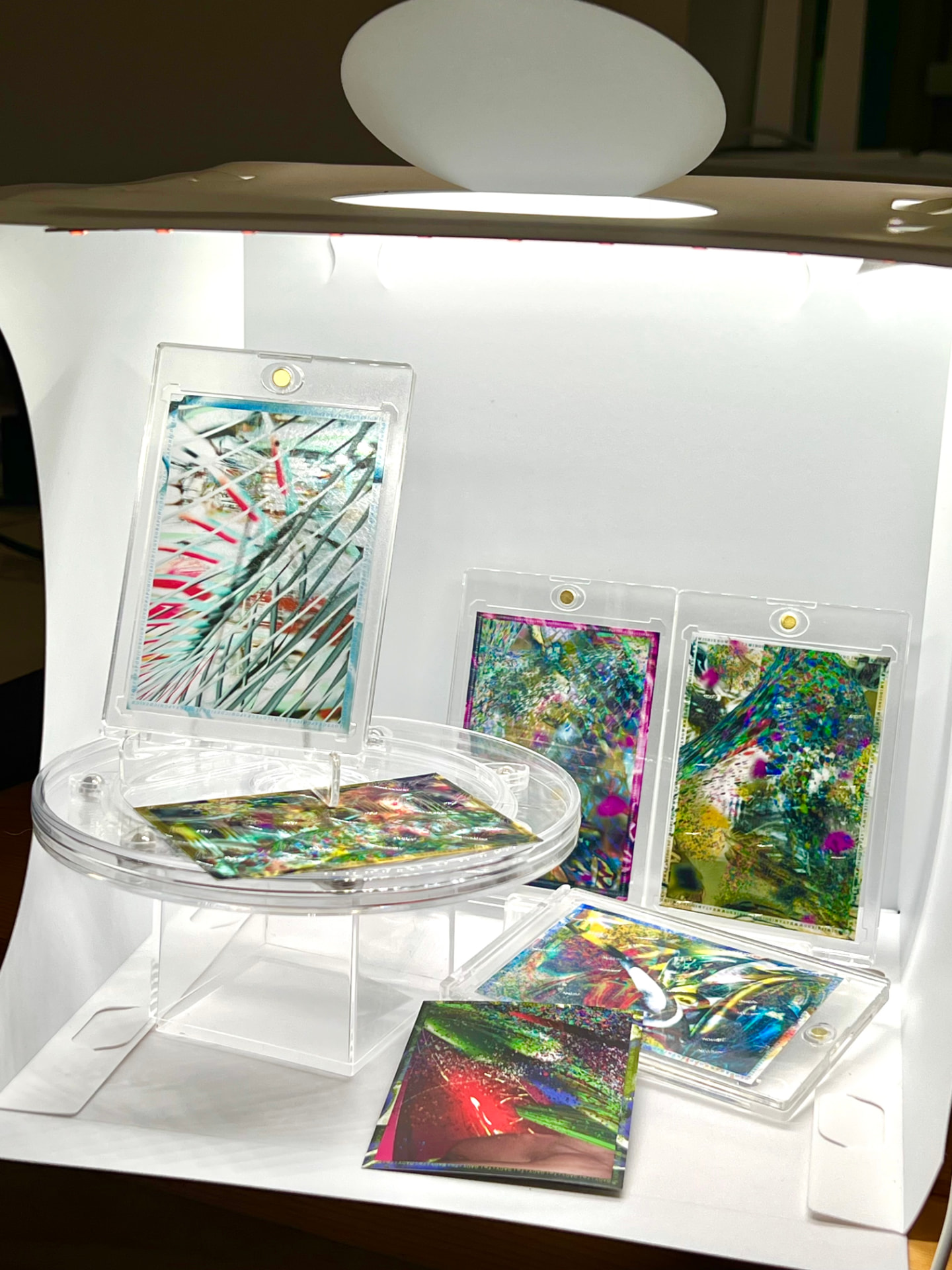 Yifei Gao Artist Series cards arranged in a lightbox studio setup